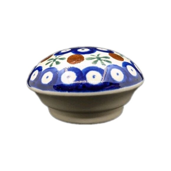 Replacememt lid Polish Pottery Boleslawiec Vase Peacock Pattern unmarked - Picture 1 of 9